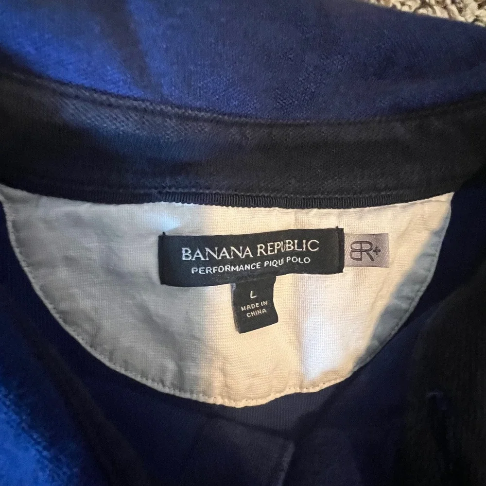 Banana Republic Men Performance Pique Polo Shirt Royal Blue Large Stretch Pocket